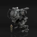 Giant Mech Game Movie Character With Small Human Pilot And Detailed Design