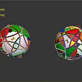 Colorful Geometric Spherical Structures With Multicolored Panels And Black Vertex Details