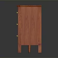 Classic Solid Wood Cabinet With Three Drawers And Woven Side Panels