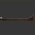 Ancient Wooden Longship Model With Curved Bow And Rowing Oars