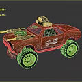 Red Off Road Tank With Weapons Roof Equipment Large Tires And CS Logo Design