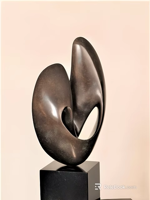 Abstract Metal Sculpture With Smooth Curved Forms And Hollow Center In Modern Gallery 3d model 