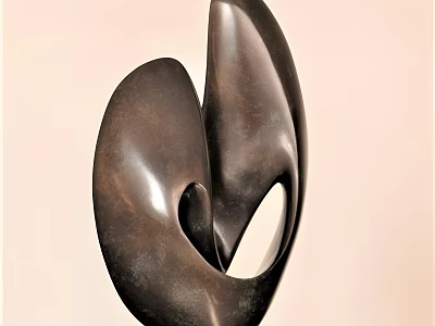 Abstract Metal Sculpture With Smooth Curved Forms And Hollow Center In Modern Gallery 3d model