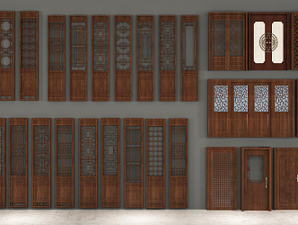 Chinese-style swing door 3d model