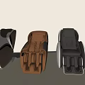 Three Different Colored Massage Chairs in White Brown Black with Modern Design
