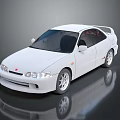White Sports Car With Rear Spoiler Silver Wheels And Streamlined Design