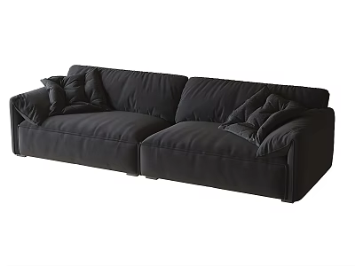 Modern Black Two Seater Fabric Sofa With Soft Cushions And Sleek Design 3d model