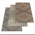 Square Rugs With Geometric Patterns In Neutral Tones And Orange Accents For Home Decor