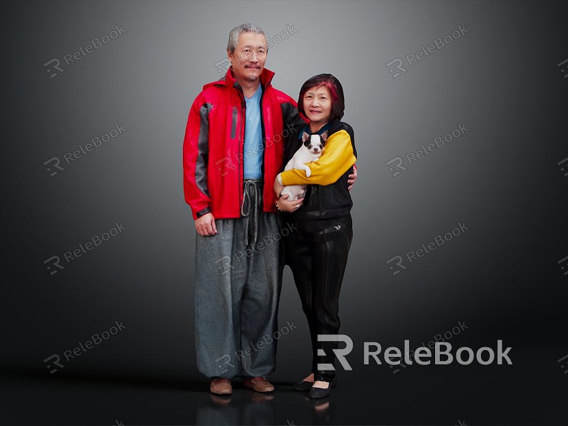 modern double elderly chinese female model