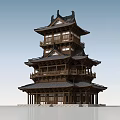 Traditional Wooden Pagoda With Multi Tiered Roof And Classical Eaves Design