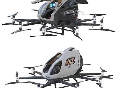 Multi rotor Helicopter Design With Cabin And Propellers 3d model
