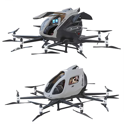 Multi rotor Helicopter Design With Cabin And Propellers 3d model