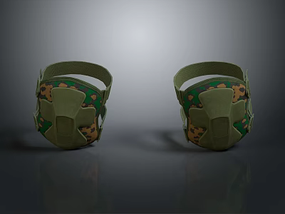 High Quality Military Weapon Gear Green Camouflage Knee Pads With Adjustable Straps 3d model