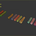 Brown Wooden Stone Cylinders with Natural Wood Grain in Different Arrangements on Dark Surface