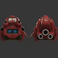Red Robotic Characters With Cross Symbol Blue Lights And Tracked Base Structure 3d model