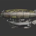 Steampunk Vintage Airship Model With Leather Fabric And Metal Structure Design