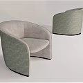 Stylish Modern Single Sofa Featuring Curved Shape Textured Fabric And Light Hue 3d model
