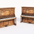 Vintage Wooden Pianos Musical Instruments With Classic Design And Black White Keys