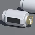 White Cylindrical Industrial Component With Black Middle Section And Golden End 3d model