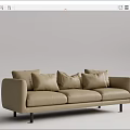 Modern Beige Sectional Sofa With Multiple Cushions And Black Legs 3d model