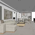 Modern Living and Dining Room Interior Design With TV Wall Sofa And Coffee Table Elements 3d model