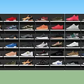 Various Style Shoes In Different Colors Neatly Arranged On Display Shelves