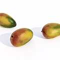 Fresh Ripe Mangoes With Red Yellow Green Hues On White Background