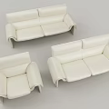 Modern White Casual Sofa Set Featuring Two Seater And Single Chair Design 3d model