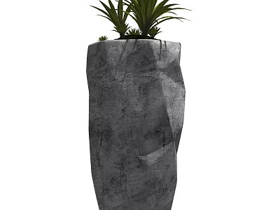 Bonsai Potted Plant in Natural Stone Pot with Green Foliage for Home Decor 3d model