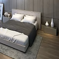 Modern Background Double Bed Double Bed 3d model