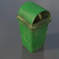 Public Facility Green Trash Bin With Lid For Urban Outdoor Settings