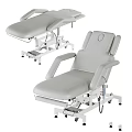 Adjustable Medical Examination Tables and Treatment Chairs with Grey Cushions and White Frames
