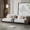 New Chinese-style double sofa 3d model