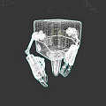 Game Movie Character With Grey Body Green Accents Red Mechanical Arms And Blue Glowing Parts