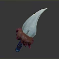 Enchanted Ice Blade with Transparent Blue Edge and Brown Horned Beast Handle