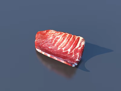 Fresh Red Raw Beef Steak with White Fat Marbling on Dark Background 3d model