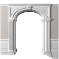 White Arched Doorway With Decorative Columns Light Colored Walls And Moldings