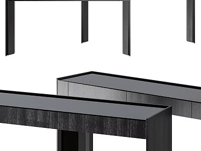 Modern Dark Wood Tables With Simple Design And Drawer Details 3d model