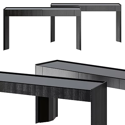 Modern Dark Wood Tables With Simple Design And Drawer Details 3d model
