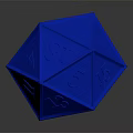 Detailed Blue Polyhedral Die Sculpture with Intricate Number Carvings for Tabletop Gaming