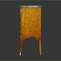 Elegant Chest of Drawers With Orange Wood Frame Marble Top And Gold Accents