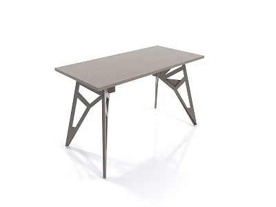 Modern Stylish Desk With Geometric Leg Design And Wooden Top Surface 3d model
