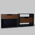 Modern Bedside Tables With Brown Leather Drawer And Black Frame Design 3d model