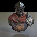 Game Movie Character With Silver Helmet Red Cape And Metal Shoulder Armor