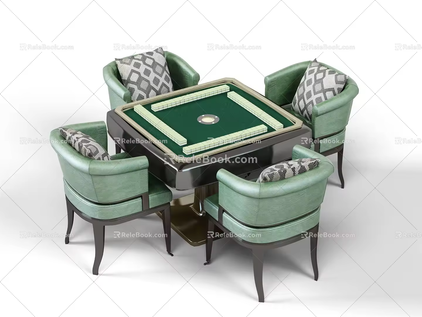 Modern Mahjong Table and Chair Mahjong Table and Chair Combination 3d model