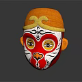 Traditional Monkey King Mask With Red Gold Decorative Facial Features And White Patterns