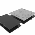Modern Functional Table With Black Wood White Marble Top And Layered Storage Design 3d model