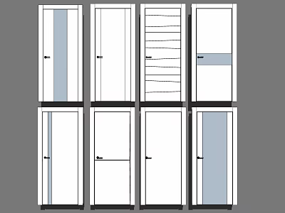 Modern Swing Doors With Various Panel Designs And Glass Inserts For Interior Use 3d model