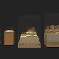 Museum Display Shelves with Decorative Base for Showcasing Ancient Artifacts and Pottery 3d model
