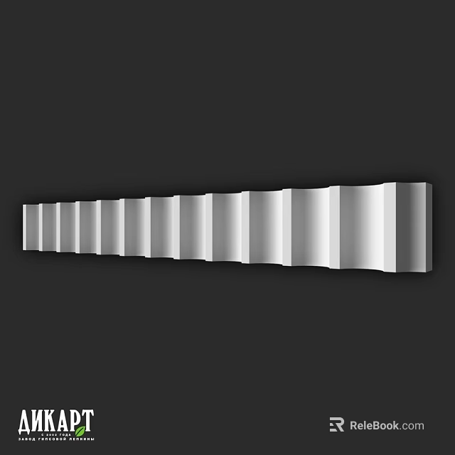 Modern White Long Strip Component With Wavy Surface And Black Background 3d model 